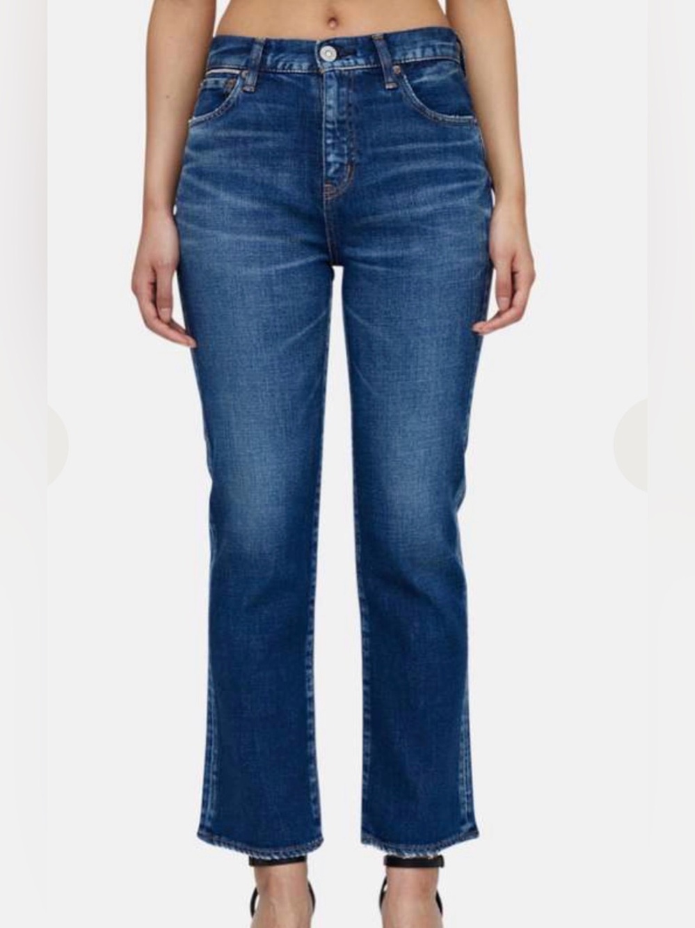 Moussy Vintage Womens Hoffman Blue High Rise Denim Flare Jeans Sz 31 Crop Ankle